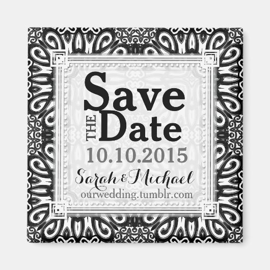Wild Damask Black White Decor Save the Date Magnet (Voorkant)