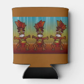 Wild Dancing Tiki Mannen Tropical Beach Hawaiian F Blikjeskoeler (Achterkant)