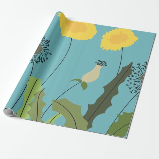 Wild Dandelion Print Cadeaupapier (Uitgerold)