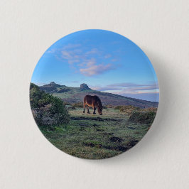 Wild Dartmoor Pony Horse Ronde Button 5,7 Cm