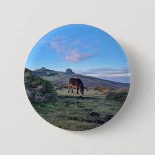 Wild Dartmoor Pony Horse Ronde Button 5,7 Cm