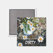 "Wild Dasies" Dirty Dishwasher Status Magnet (Voorkant / Achterkant)