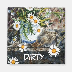"Wild Dasies" Dirty Dishwasher Status Magnet