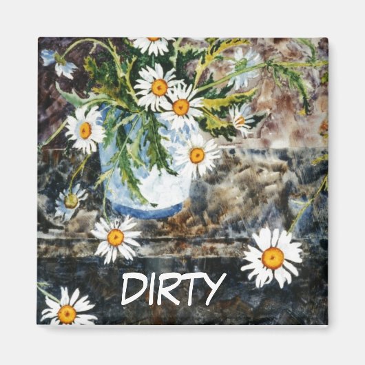 "Wild Dasies" Dirty Dishwasher Status Magnet (Voorkant)