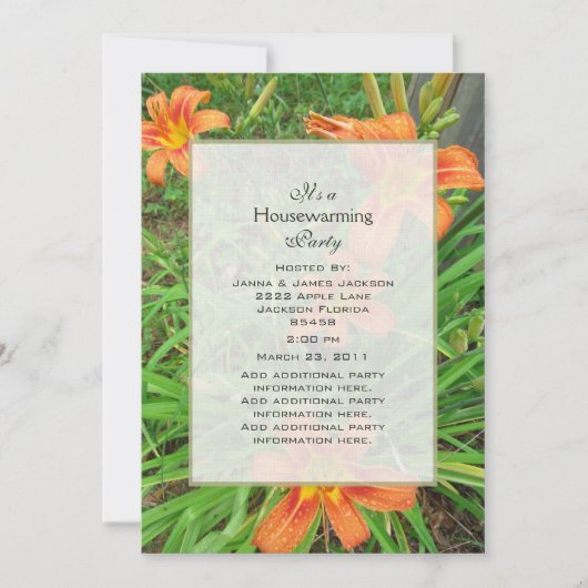Wild Daylily Party Invitation Kaart (Voorkant)