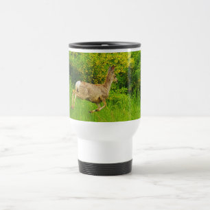 Wild Deer Bounding in Grass Wildlife Art Mok