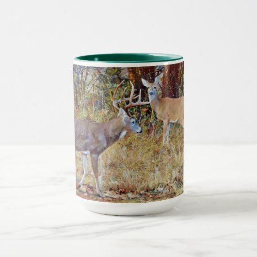 Wild Deer Couple Buck en Doe Art Mok Cup (Midden)
