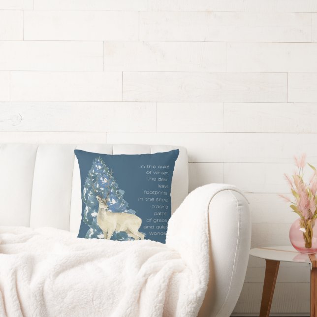 Wild Deer Footprints in Snow – Winter Nature Art Kussen (Bank)