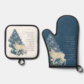 Wild Deer Footprints in Snow – Winter Nature Art Ovenwant & Pannenlap Set (Voorkant)