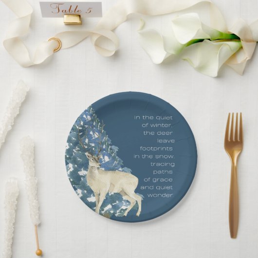 Wild Deer Footprints in Snow – Winter Nature Art Papieren Bordje (Huwelijk)