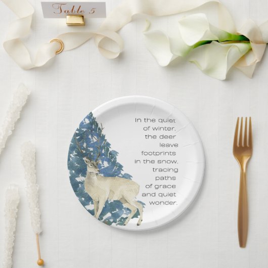 Wild Deer Footprints in Snow – Winter Nature Art Papieren Bordje (Huwelijk)