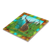Wild Deer met grote Antlers Ceramic Tile Tegeltje (Zijkant)