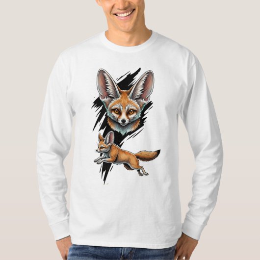 Wild Desert Fennec Fox – Dynamische Dierenkunst T-shirt (Voorkant)