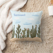 Wild Desert met Cactus Schattigee Gepersonaliseerd Kussen (Deken)