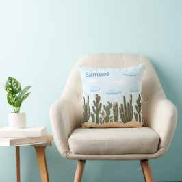 Wild Desert met Cactus Schattigee Gepersonaliseerd Kussen
