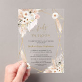 Wild Desert Rozen Pampas Palm Leaves Baby shower Acryl Uitnodigingen (Insitu (Draagbaar))