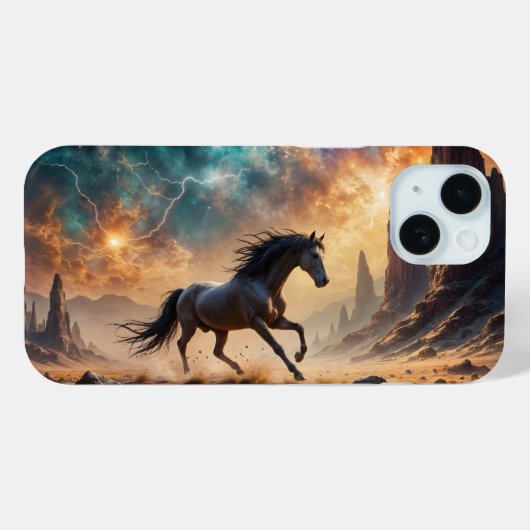 Wild Desert Stallion Nebula sterren bliksem Case-Mate iPhone Case (Achterkant (horizontaal))