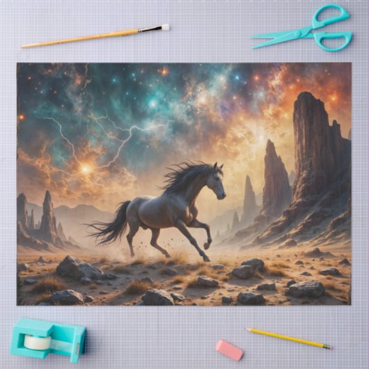 Wild Desert Stallion Nebula sterren bliksem Tissuepapier (Craft)