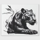 Wild design Zwart Pantha Gift Wrapping Papier (Vlak)