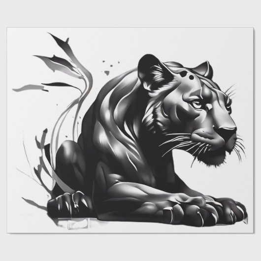 Wild design Zwart Pantha Gift Wrapping Papier (Vlak)