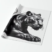 Wild design Zwart Pantha Gift Wrapping Papier (Uitgerold)