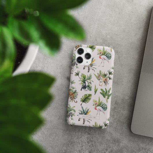 Wild dier | Jungle groen monogram Case-Mate iPhone Case