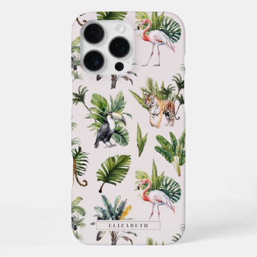 Wild dier | Jungle groen monogram iPhone Hoesje (Achterkant)