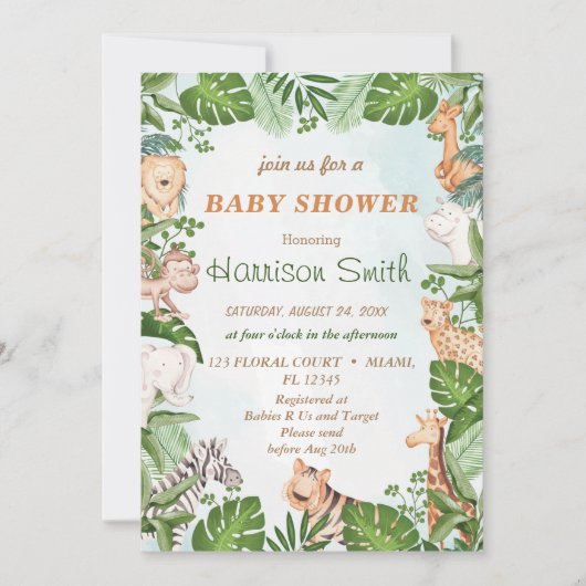 wild dier met Oerwoud - aansporing Kaart (Voorkant)