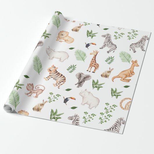 wild dier met Oerwoud Cadeaupapier (Uitgerold)