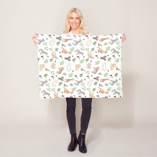wild dier met Oerwoud Fleece Deken (In situ)