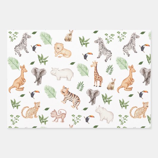 wild dier met Oerwoud Inpakpapier Vel (Voorkant)