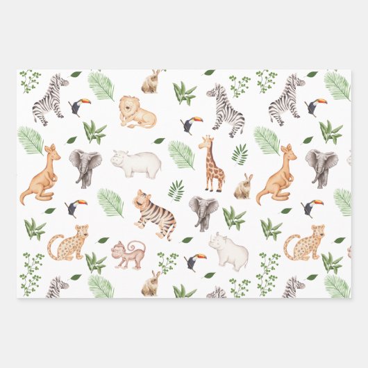 wild dier met Oerwoud Inpakpapier Vel (Voorkant)