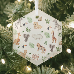 wild dier met Oerwoud structuurglas Glas Ornament