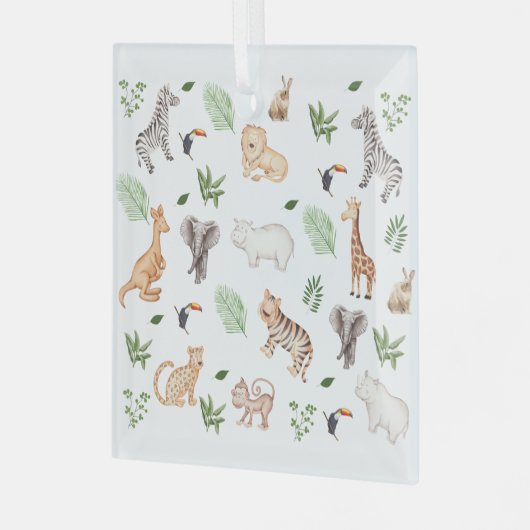 wild dier met Oerwoud structuurglas Glas Ornament (Voorkant links)