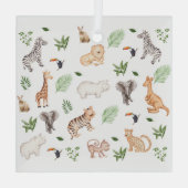 wild dier met Oerwoud structuurglas Glas Ornament (Achterkant)