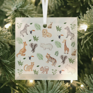 wild dier met Oerwoud structuurglas Glas Ornament