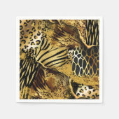 Wild dier safari huid print collage goud zwart servet (Voorkant)