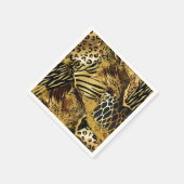 Wild dier safari huid print collage goud zwart servet (Hoek)