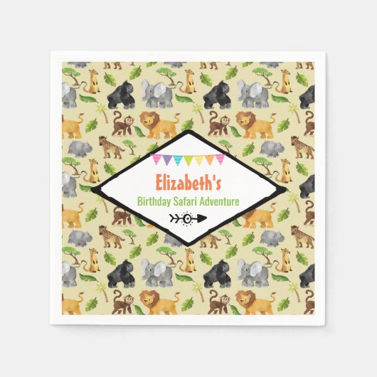 Wild Dier Verjaardag Safari Avontuur Servet (Voorkant)