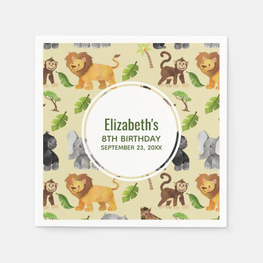 Wild Dier Verjaardag Safari Avontuur Servet (Voorkant)