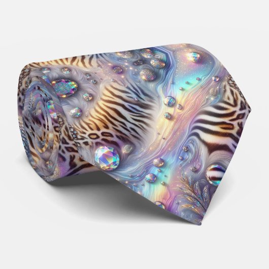 Wild Dierenprint Opal Gevlekte Stropdas (Opgerold)