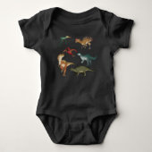 Wild dierlijk schattig Jurassic park Dinosaurs zwa Romper (Voorkant)
