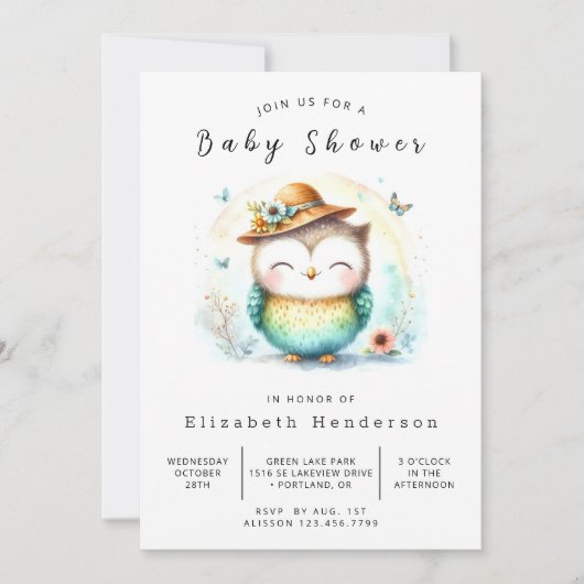 Wild Digital Owl Baby shower Kaart (Voorkant)