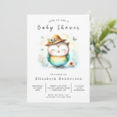 Wild Digital Owl Baby shower Kaart (Staand voorkant)