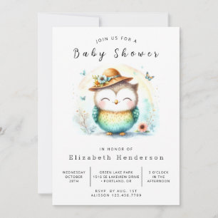Wild Digital Owl Baby shower Kaart