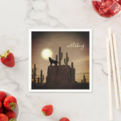 wild ding ~ Full Moon Wolf Howling Desert Cactus Servetten (Insitu)