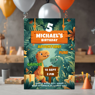 Wild Dino Adventure Verjaardagsfeest Kaart