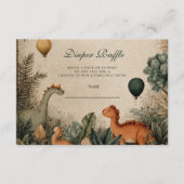 Wild Dino Forest Baby Shower Diapper Raffle Informatiekaartje (Voorkant)