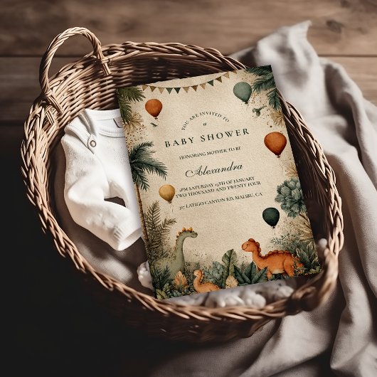 Wild Dino Forest Baby Shower Kaart