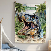 Wild Dinosaur Blanket Custom Name Voor Jongens Fleece Deken